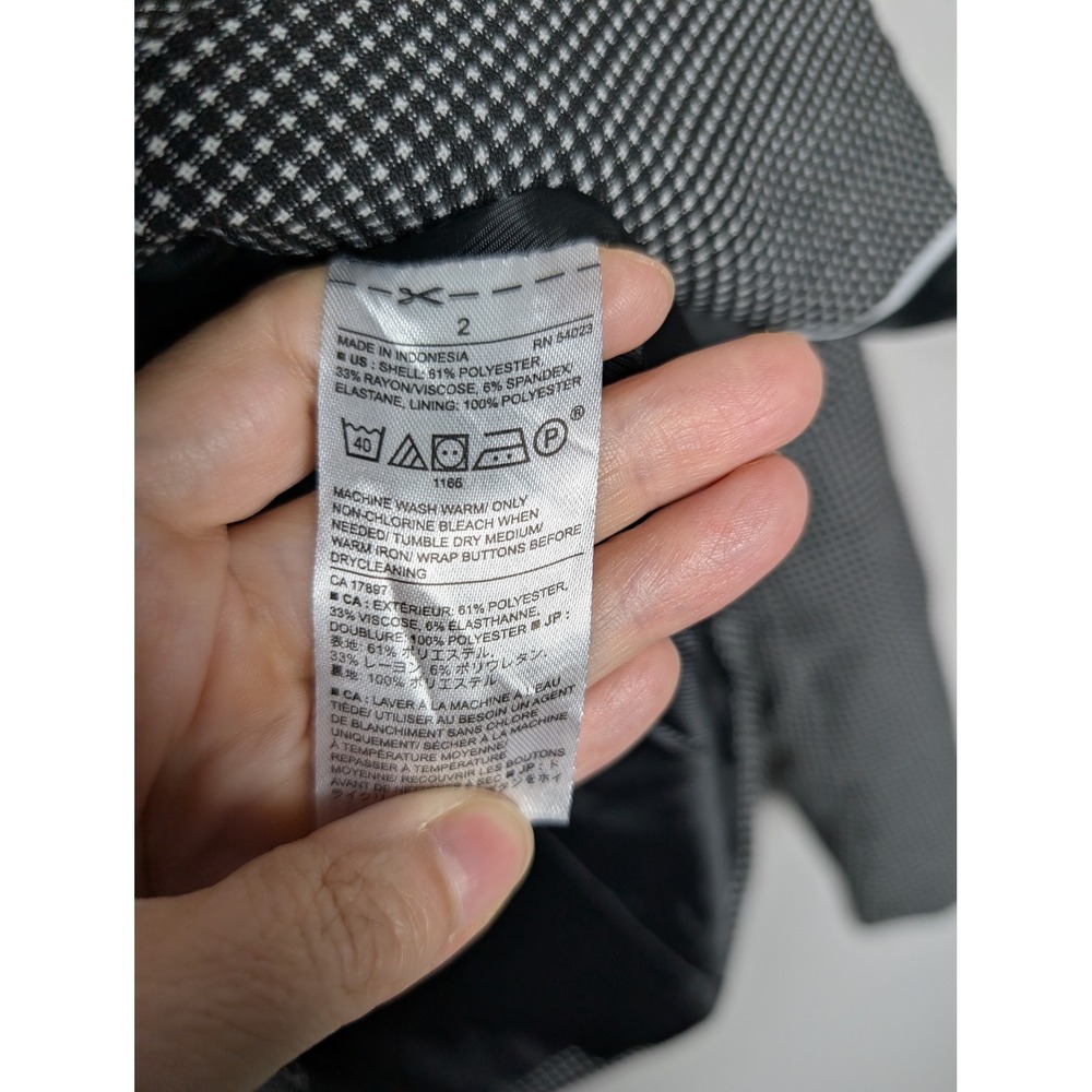 Banana Republic Womens Black White Micro Houndstooth Single Button Blazer Size 2 - Picture 4 of 7